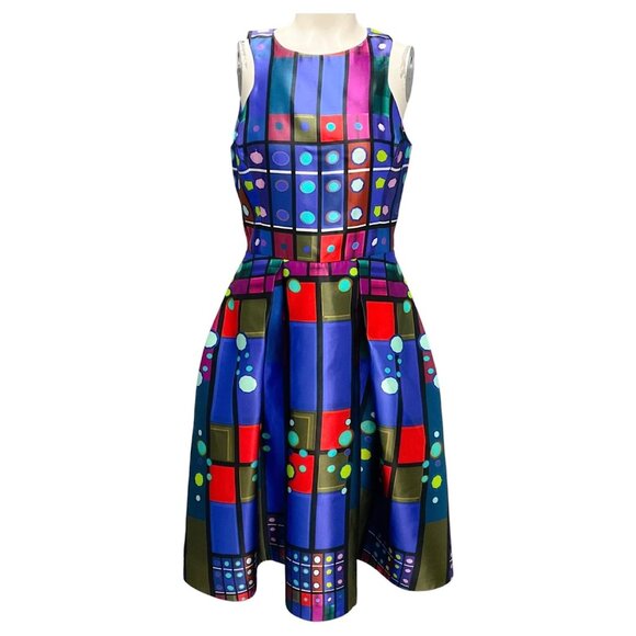 Peter Pilotto Blue Multi Silk Mikado Circle Dress - Picture 2 of 3